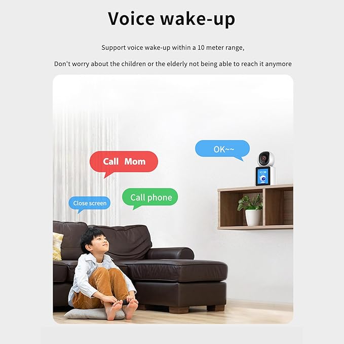 Video Calling Camera with 2.8 inch HD Screen Voice Assistant, 1080P Indoor Home Security Camera, Indoor Home Pet/Nanny/Baby/Elder/Dog Camera with Phone App