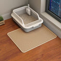 HCY&WLD 2-Pack Cat Litter Mat, Double Layer Honeycomb Waterproof Urine Proof Non-slip Litter Trapping Mat, Less Waste, Easy to Clean Cat Litter Box Mat, Kitten Indoor Supplies (Khaki, 20x16 Inches)
