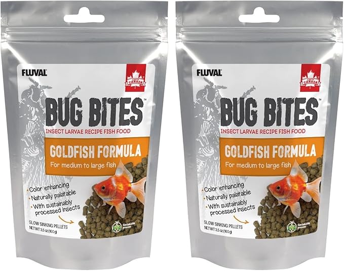 Fluval Bug Bites Goldfish Fish Food, Pellets for Medium to Large Sized Fish, 3.53 oz, A6584 (Pack of 2)