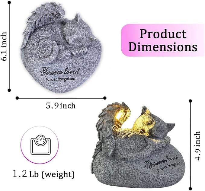 Cat Memorial Gifts for Loss of Cat,Pet Sympathy Gift,is Placed in The Outdoor Garden or Tombstone Loss of Pet Sympathy Gift