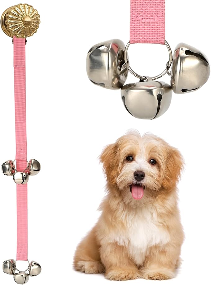 Dog Door Bell for Potty Training, Adjustable Length and Height, Pink