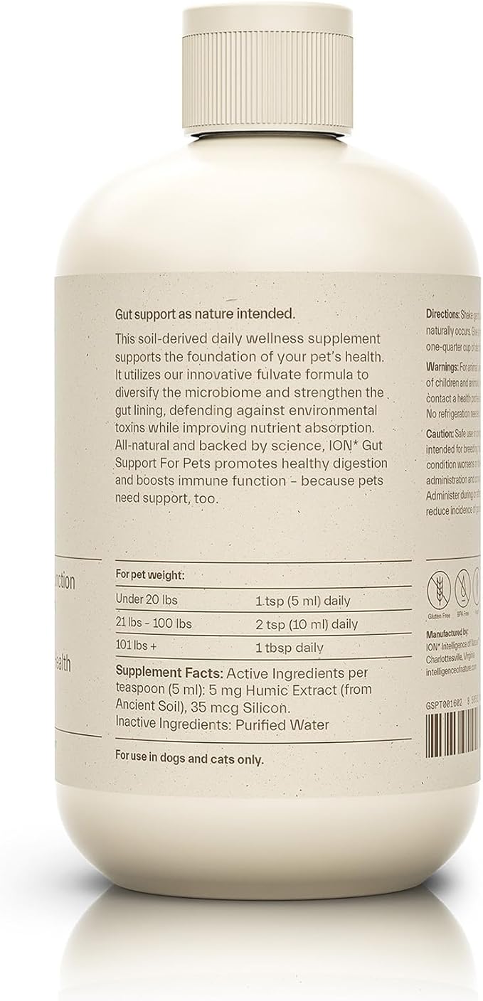 ION* Intelligence of Nature Gut Support For Pets - Liquid Probiotics Drops Alternative for Dogs & Cats, Digestive Health for Puppies, Skin & Hair Health - 16 fl oz (Pack of 1)