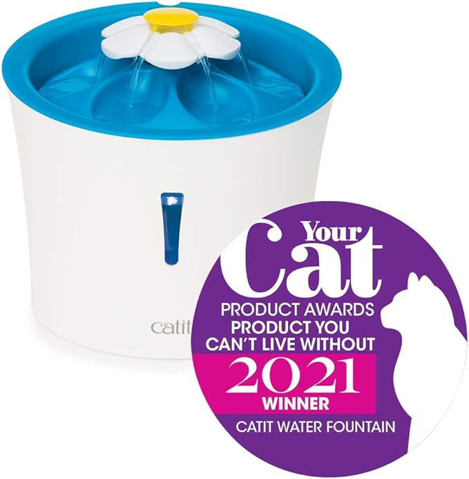 Catit LED Flower Fountain with Triple Action Filter, Cat Drinking Water Fountain, 3 L