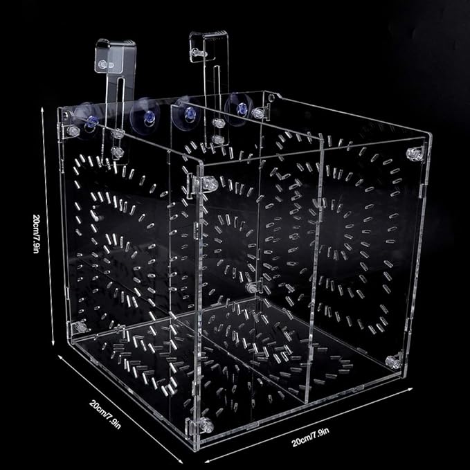 Fish Tank Breeding Box Aquarium Isolation Box Transparent Acrylic Fish Tank Incubation Box for Aggressive Injured Sick Fish Shrimp 15x15x15cm 30x15x15cm 20x20x20cm (20MC *20CM*20CM)