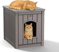 DRATO Outdoor Cat House -Weatherproof Resin Cat Houses for Cats, Durable, Easy Assembly,cat Igloo Outdoor，Durable & Insulated Shelter for Garden, Patio, or Backyard（Grey，18.46 * 23.62 * 21.42）