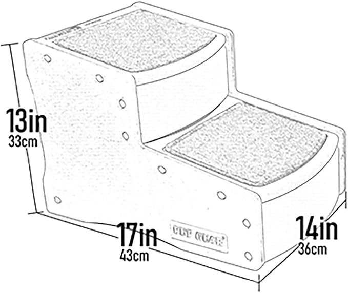 Pet Gear Easy Step II Pet Stairs, 2 Step For Cats/Dogs Up To 75-Pounds, Portable, Removable Washable Carpet Tread, No Tools Required, Espresso/Cream