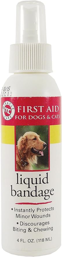 Miracle Care Pet First Aid Bundle: Kwik Stop Styptic Powder 0.5oz + Liquid Bandage Spray 4oz + Sterile Eye Wash 4oz