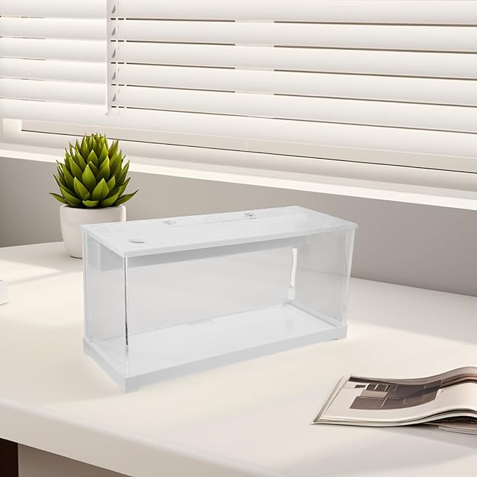Small Acrylic Desktop Aquarium with LED Light and Quiet Filter, Mini Betta Fish Tank for Freshwater, Low Maintenance Fish Bowl for Home and Office Decor