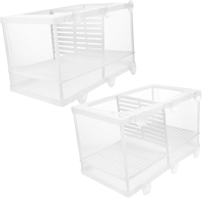 GANAZONO 2pcs Fish Hatchery Boxes Isolated Breeding Tank Large Capacity Suction Cup Design Easy Installation Random Style