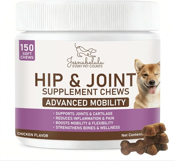 Dog Hip and Joint Supplement Chews - Dog Joint Supplement for Mobility - Canine Hip Support Pain Relief Supplements with Glucosamine, Turmeric, Chondroitin - Chicken Flavored - 150 Soft Chews