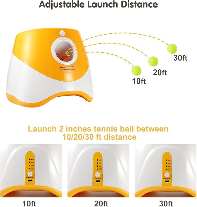 Eaacaa 2025 Upgraded Ball Thrower with 3 Tennis Balls Automatic Ball Thrower for Dogs, Mentally Stimulating Training Dog Toy for Medium and Large Dogs (Blue)