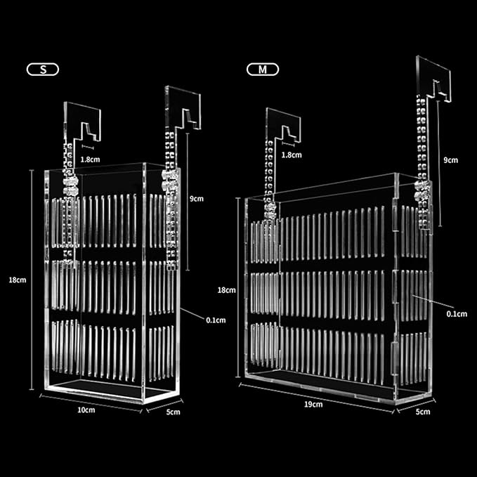 Fish Hatchery Adjustable Aquarium Breeding Box Multi Purpose Acrylic Tank Transparent Hanging Type Design Suitable for Fry Nursery, 19x18x5cm