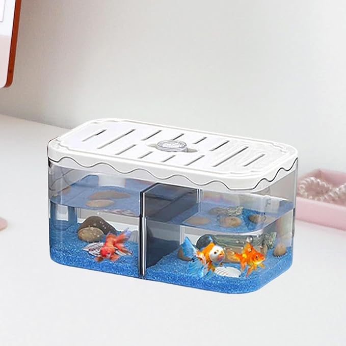 Small Fish Tank Aquarium Breeding Box Table Centerpieces Box Acclimation Hatchery for Fishes, White