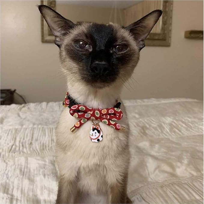Necoichi Zen Hariko Charm Cat Collar (Red)