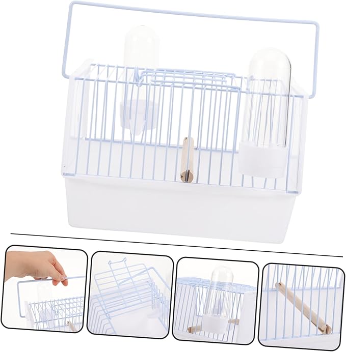 1set Portable Parrot Cage Lightweight Wire Bird Carrier for Travel Hiking Camping Pet Cage for Parrots Birds Convenient Handle for Easy Carrying for Outdoor Adventures