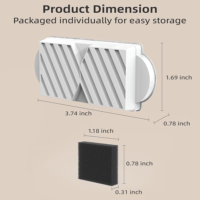 Cat Water Fountain Filters for 74oz/2.2L Ceramic Cat Water Fountain, Replacement Filters (6+6 Pack)