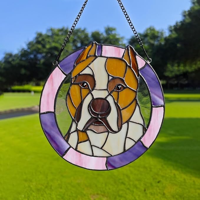 Custom Dog Portrait Stained Glass Catcher, Pet Memorial Stained Glass Photo Catcher, Staineds Glass Dog Memorial, Loss of Dogs Sympathy Gift Personalized, Pet Loss Gifts /13