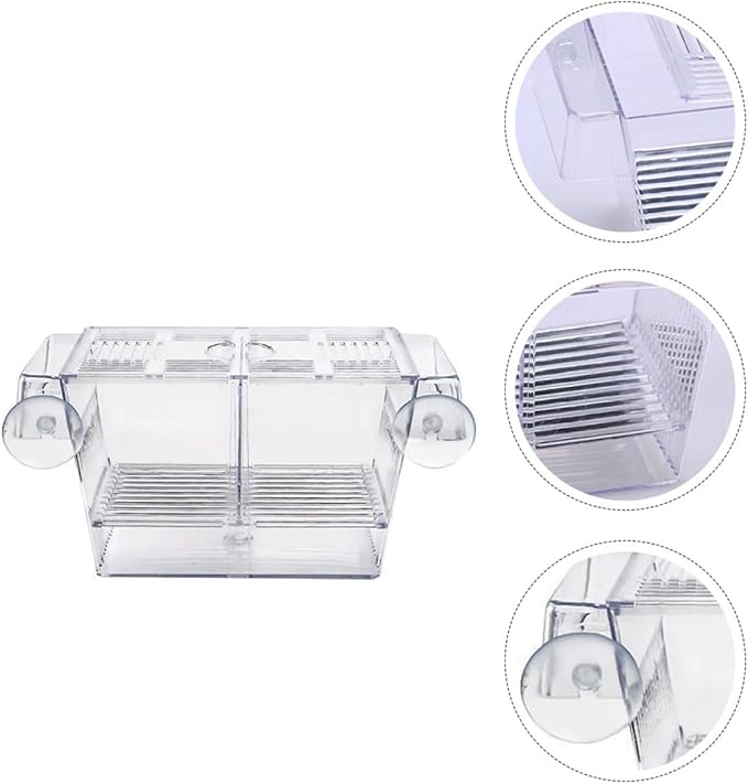 2-Layer Aquarium Fish Breeding Box 22x9.5x10cm Fry Incubation Container Fish Isolation Tank for Guppy and Betta Fry Hatchery