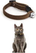 Furry Breakaway Cat Collar with Bell, Adjustable 7.87"-11.78" Kitten Collar, Suitable for All Types of Cats and Small Dogs (M, Brown)