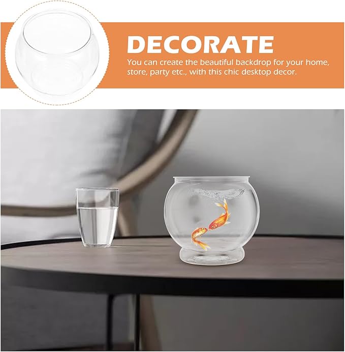PRETYZOOM Small Plastic Fish Bowl, 0.8 Gallon Round Fish Tank, Clear Bowl for Carnival Game Accessory, Game Ball Holder, Clear Candy Bowl, Unbreakable Fish Bowl