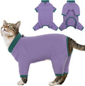Sticky Cat Clothes Stretchy, Sphynx Hairless Sweater & Pajamas for Cats only, Soft Cat Onesie for Cats After Surgery Female Male & Hair Loss Prevention, Purple XS