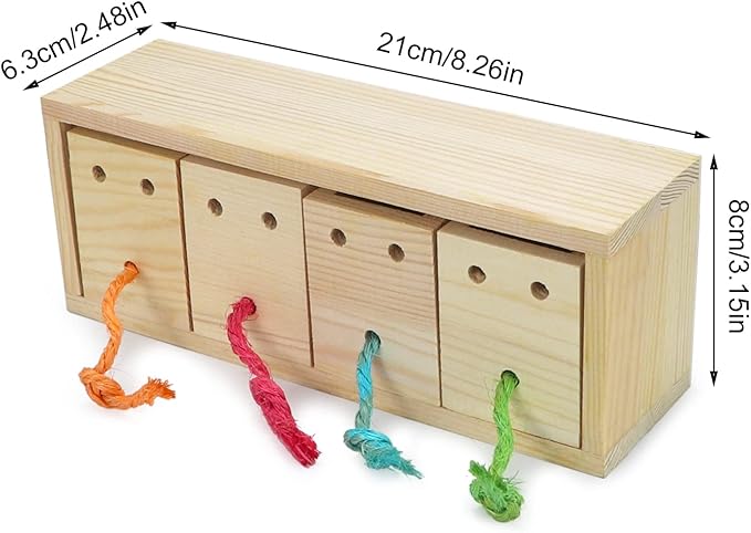Litewoo Bird Foraging Feeder Toy Training Intelligence Box Wooden for Parrot Budgie Parakeet Cockatiel Conure African Grey Cockatoo Amazon Finch Canary