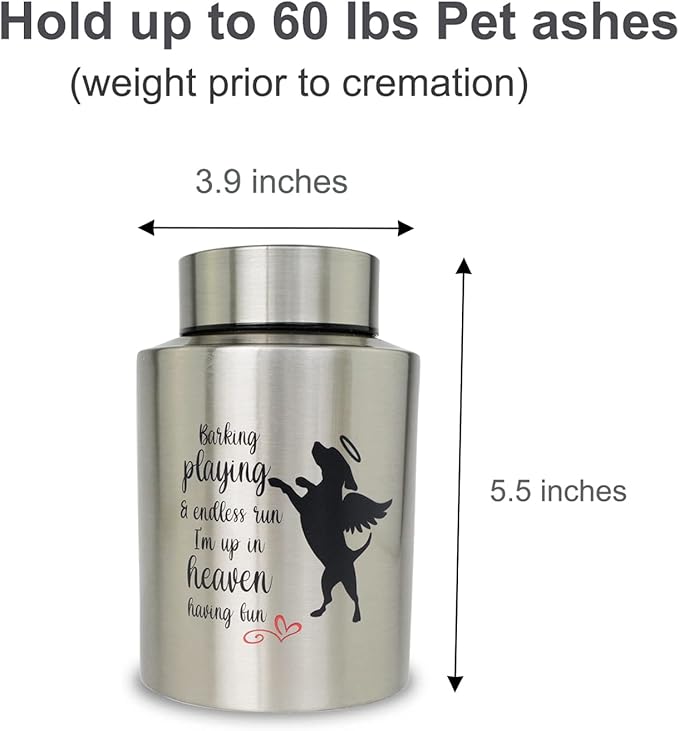 Pet Cremation Urns for Dogs Ashes, Up to 60 lbs Dog Memorial Keepsake Urns for Ashes-Medium (Playing in Heaven)