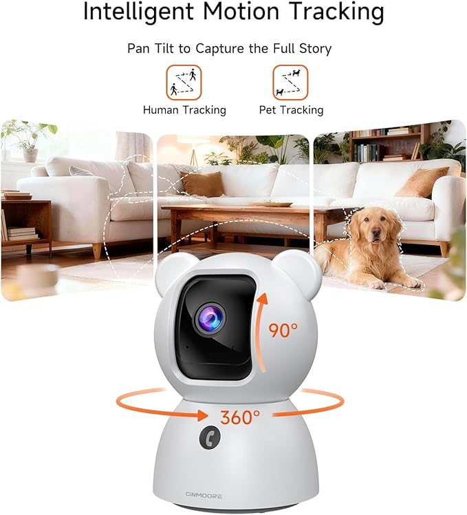 2.5K Camera for Home Security, Non-Subscription AI Human/Pet/Crying Detection, 4MP Dog/Cat/Pet Camera Indoor with Phone App, Pan Tilt 2.4G WiFi Indoor Cameras, IR Night Vision, Full Duplex 2-Way Audio