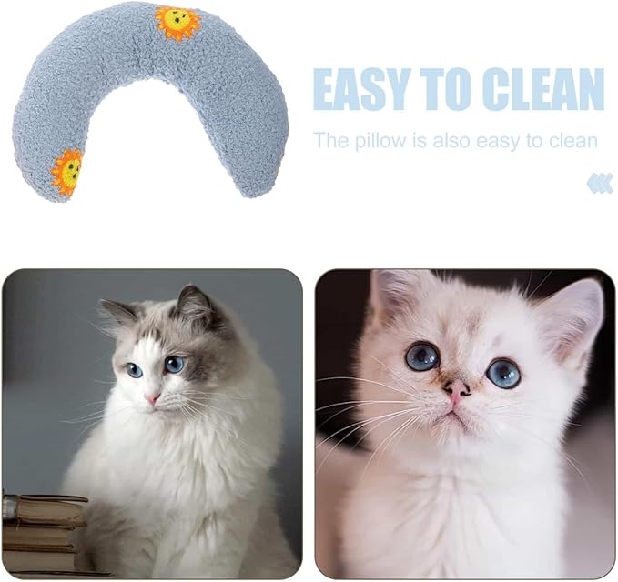 U-Shaped Dog Anxiety Relief Pillow Soft Washable Calming Pillow for Neck Support Promotes Deep Sleep for Small Dogs and Cats 10.03X7.08X2.36In