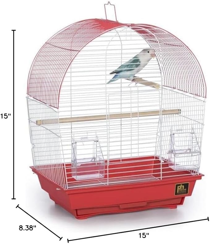 Rustic Retreat Top Bird Cage with Durable Metal Construction, Spacious Interior, and Convenient Top Access Coral/Dome Top