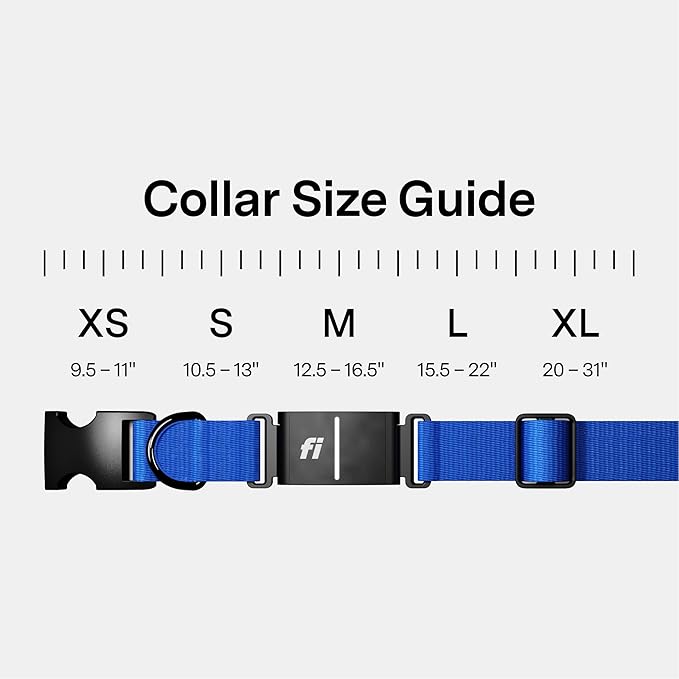 New Fi Series 3+ Smart Dog Tracker Collar [6 Month Membership Included] GPS Tracker for Dogs with Health & Behavior Monitoring, Escape Alerts, Waterproof, LED, Apple Watch Compatible (Blue, Large)