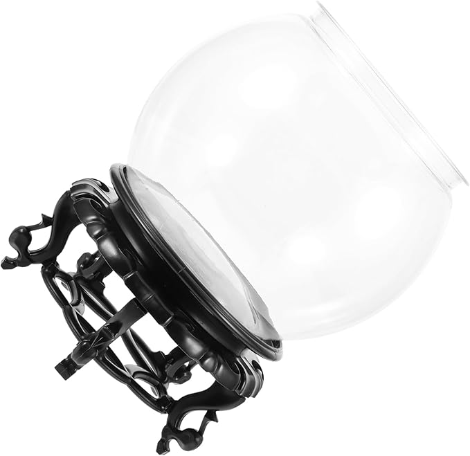 POPETPOP Small Plastic Round Fish Bowl with Base Mini Desktop Fish Breeding Tank Lightweight Aquarium Large 160a Model
