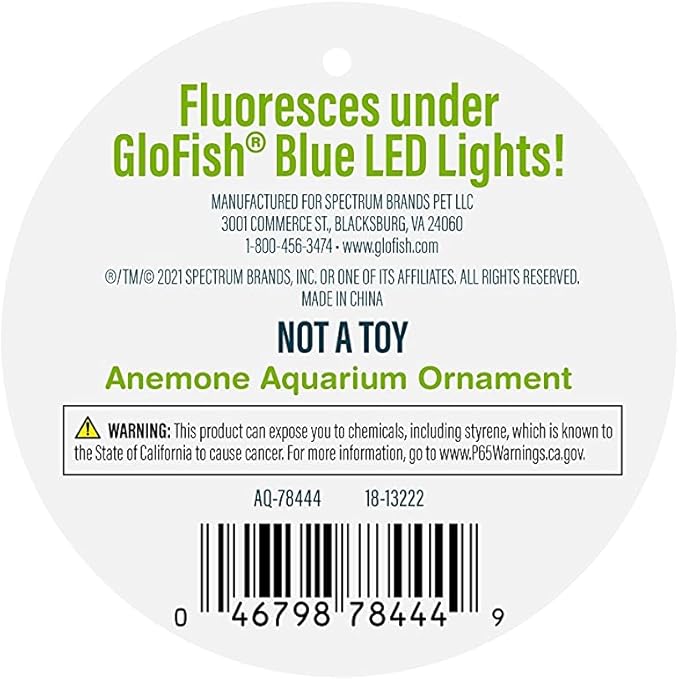 GloFish Anemone Ornament, Detailed Aquarium Ornament, Large Green, Creates A Glowing Effect (Pack of 6)