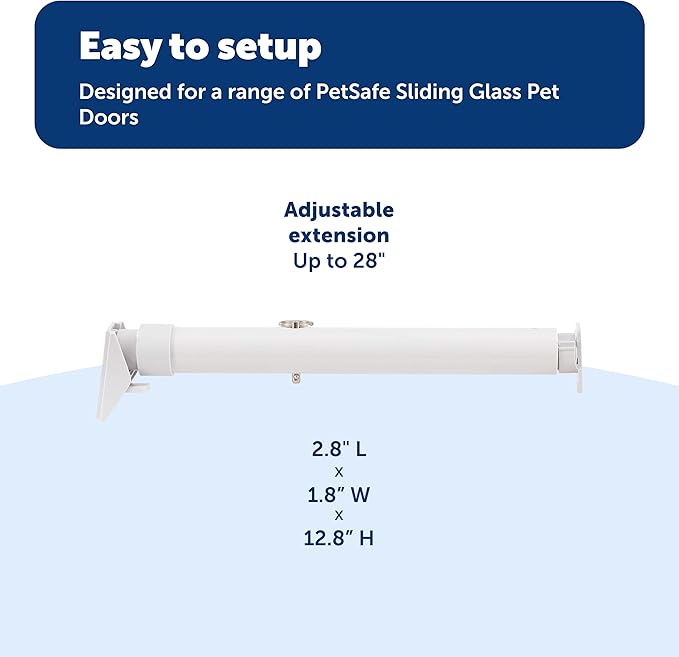 PetSafe Sliding Glass Pet Door Security Bar - Adjustable Up to 28 Inches - Fits Sliding Glass Doors Up to 72 Inches - Easy-to-Install with Screws or Adhesive Strips - Compatible Pet Entrance