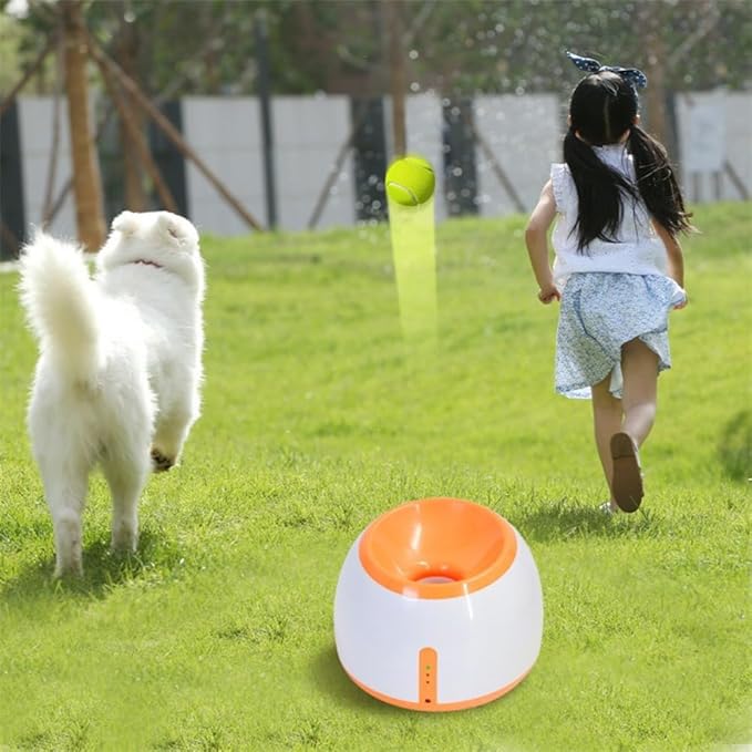 Eaacaa Automatic Ball Thrower for Dogs, 2025 Upgraded Ball Thrower with 3 Tennis Balls, Mentally Stimulating Training Dog Toy for Medium and Large Dogs (Blue)