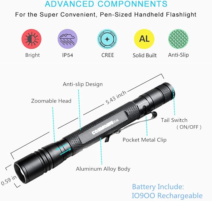 UV Flashlight Rechargeable, 395nm Ultraviolet, Zoomable Blacklight Detector for Pet Urine, Cat Dog Stains, Scorpion, Bed Bug