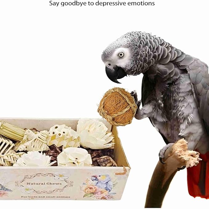 Large Style Bird Toys Box Bird Foraging Shredding Toy Box Parrot Foraging Shredding Toys Box Chewing Toy Birdcage Accessories for Conures Caiques Cockatiel Budgies Parakeet and Small to Medium Birds