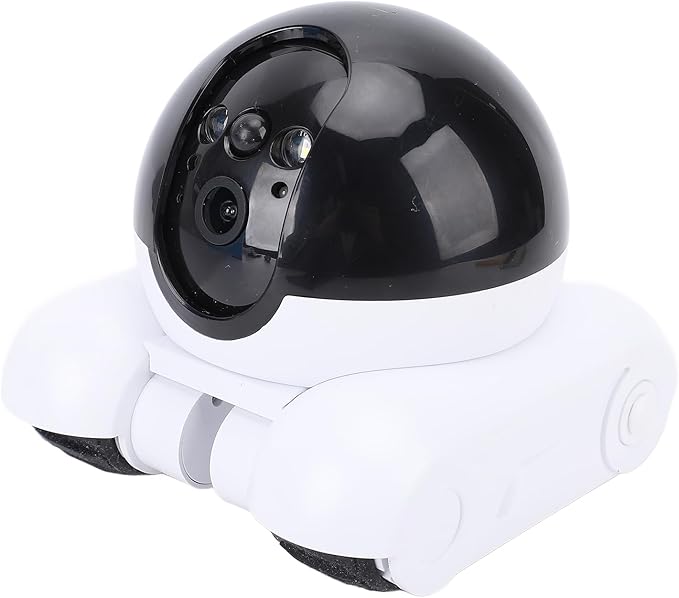 Bewinner Smart Security Camera, 2MP Double Lens Home Baby Pet Monitor with Wheels, Two Way Audio, 1080P WiFi Movable Cat Dog Camera, One Key Following & Remote Control