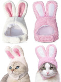 2PCS Bunny Ears for Cat, Plush Rabbit Hat with Ears for Cats & Small Dogs, Cute Easter Party Costume Pet Headwear Accessory