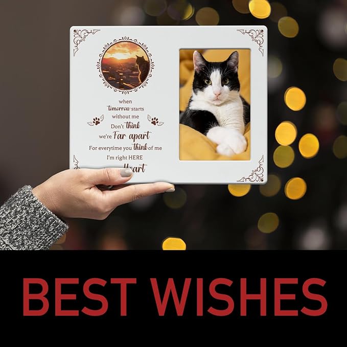 IAXIC Pet Cat Memorial Gifts for Loss of Cat, Sympathy Gift Memorial Picture Frame, Pet Memory Photo Frame, Cat Passing Picture Frames Memorial