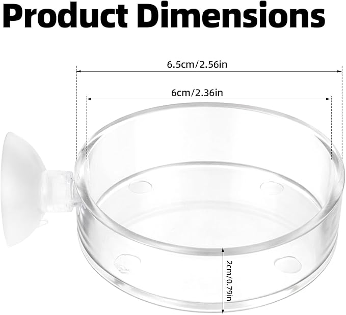 Fish Tank Feeder Dish with Suction Cup, Transparent Acrylic Aquarium Shrimp Feeder Dish with Suction Cup for Shrimp Fish and Aquatic Pets Aquarium Tanks Feeding