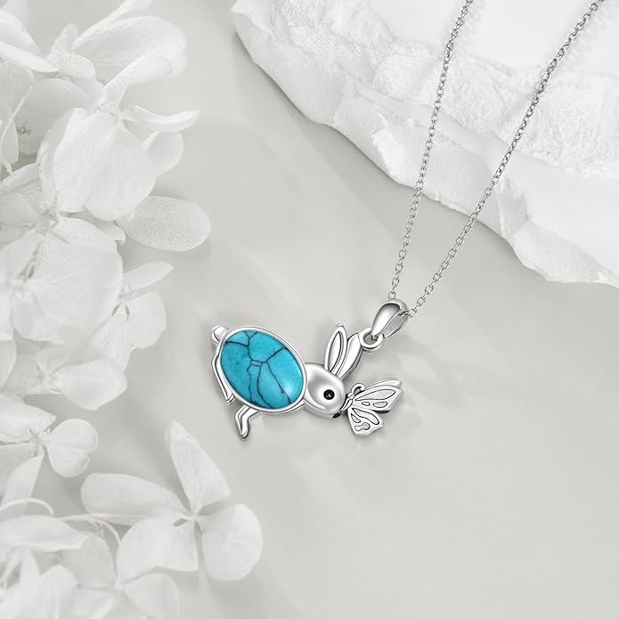 KZX Cat/Dog/Phoenix/Eagle/Whale/Shark/Puffin/Starfish/Chicken/Butterfly/Owl/Bee/Frog/Seahorse Necklace Sterling Silver Animal Pendant Jewelry Gift for Women