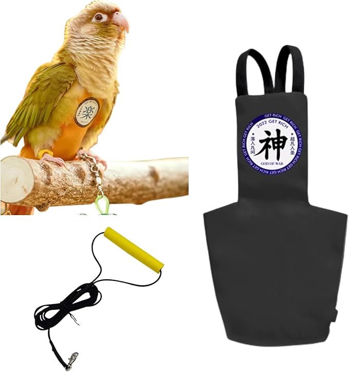 MANON ROSA Bird Diapers Leash Set Washable Reusable Handmade Flight Suit Waterproof Inner Layer - Protective Parrot Nappy Clothes Parakeets Macaws Budgies Canaries (Red7,Rainbow Lorikeet)