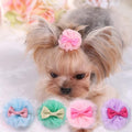 4Pcs Pet Hairpin Yorkshire Teddy pet Dog Cute Organza Bubble Long-haired Dog Hairpin Bow Hair Accessories