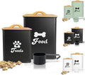 Dog Treat Container 2PCS, Dog Food Storage Container with Lids Airtight, Dog Treat Jars for Kitchen Counter-7+3Lbs, Small Dog Cookie Jar for Storage, Pet Treat Container (Upgraded) Black
