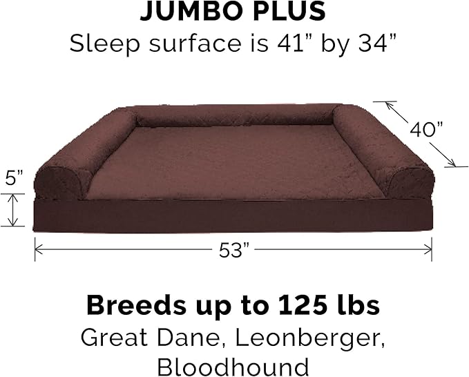Furhaven Replacement Dog Bed Cover Quilted Sofa-Style, Machine Washable - Coffee, Jumbo Plus (XX-Large)