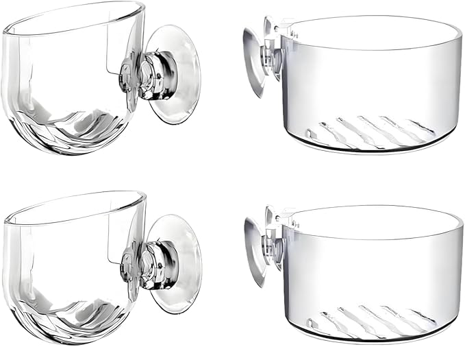 4Pcs Aquarium Plant Pot, Glass Fish Tank Planter with Suction Cups, Plants Holder Decoration Cup