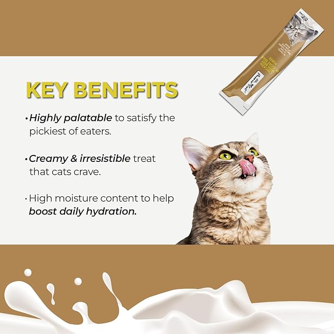 Fussie Cat Super Premium Chicken with Beef in Goat Milk Puree, lickable cat Treats, 0.5oz Pouch Pack of 4