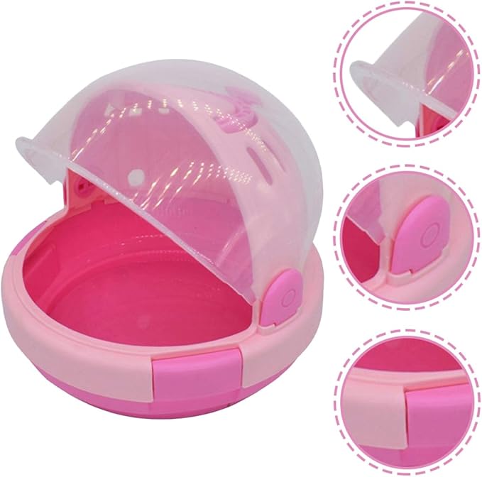 Portable Handheld Bird Carrier Cage with Pink Fleece Nest Pad, Small Parrot Travel Cage for Outdoor Use, Warm Budgerigar and Young Bird Transport, Space Capsule Design