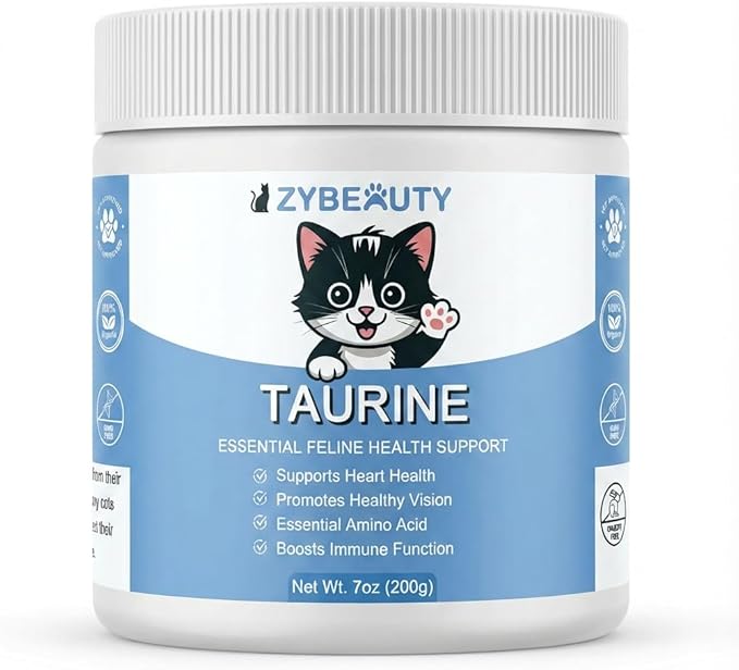 Taurine for Cats, Cat Taurine Supplement for Heart, Vision, Skin & Coat and Immune Support Unflavored Taurine Powder for All Ages Including Kittens – 6 oz